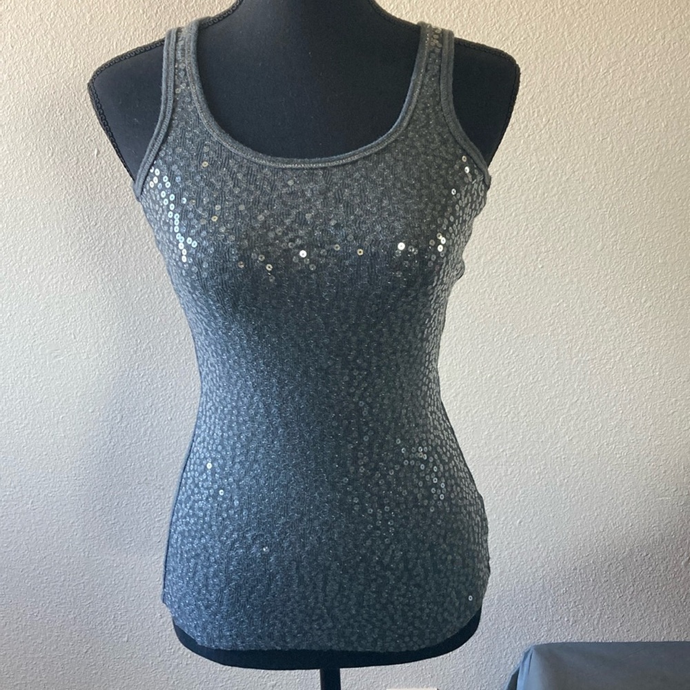 Aeropostale Gray Stretch Sequin Tank Top Size XS